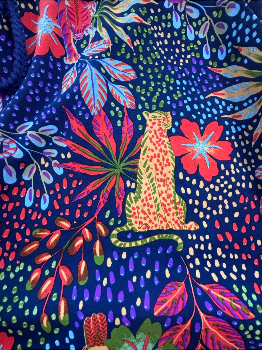 JODIFL Tropical Safari Romper Large Jungle Leopard Floral Tie Waist Pockets Sz L - Picture 7 of 8